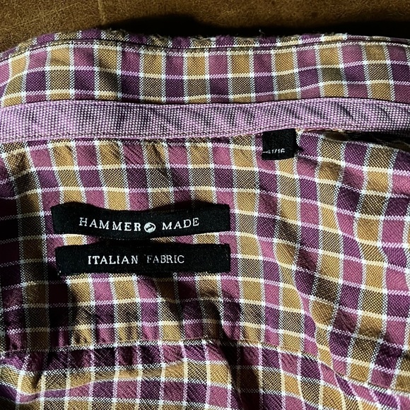 Hammer Made Button Down Shirt 100% Cotton Italian Fabric Men's 41/16 - Picture 5 of 10